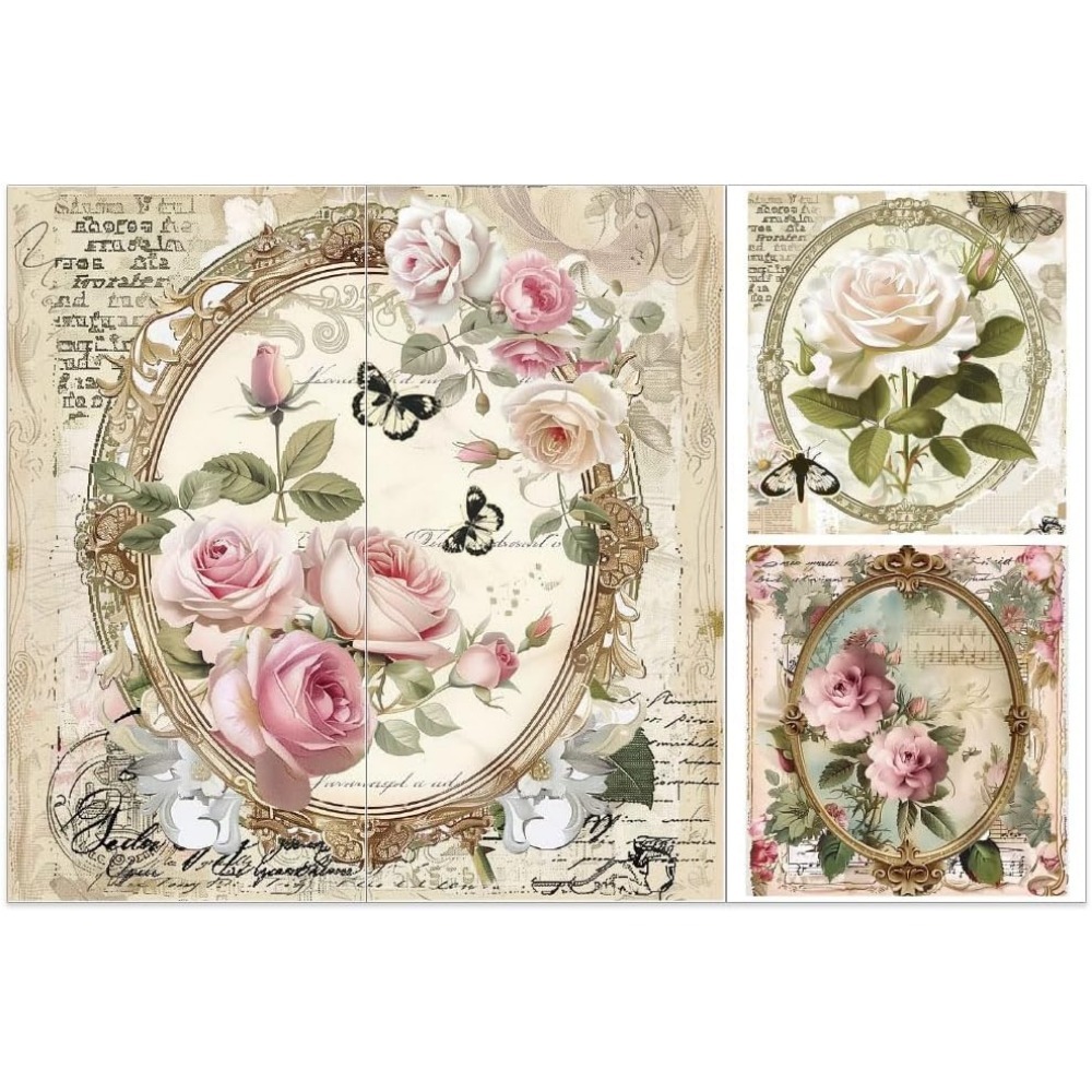 Office Furniture Wholesale - 3pcs/Set Rose Rub on Transfers for