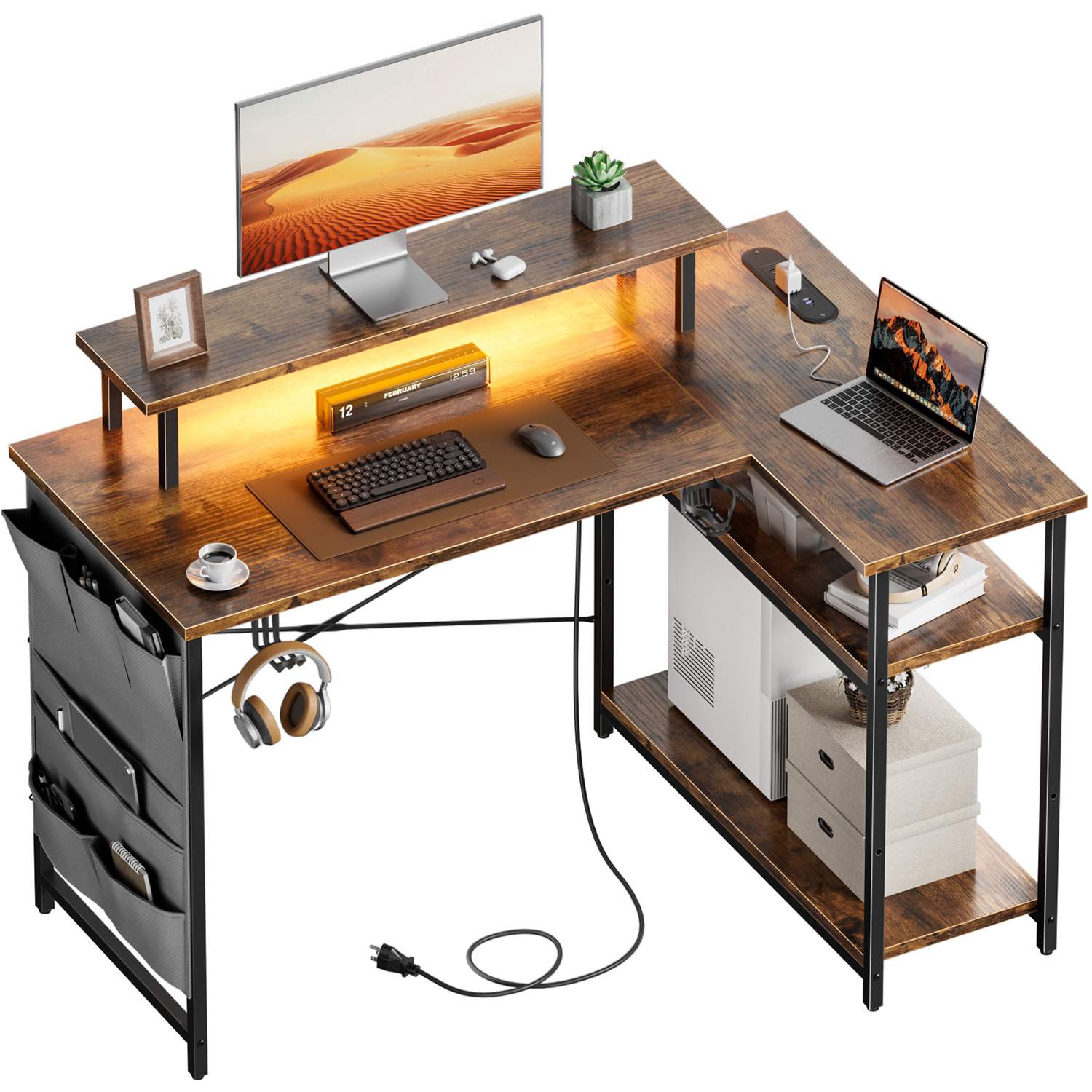 L-Shaped Computer Desk, Featur - Office Furniture For Small Spaces ulasan dan harga