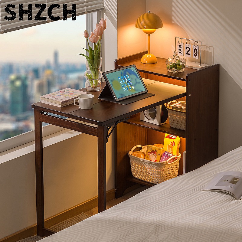 Bamboo Folding Desk with Books - Office Furniture For Small Spaces ulasan dan harga