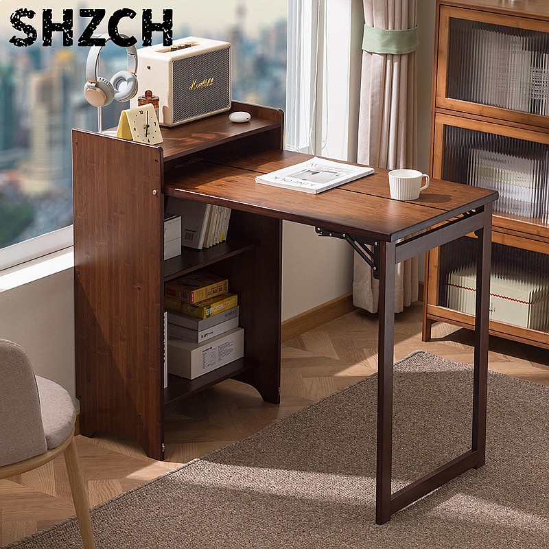 Bamboo Folding Desk with Books - Office Furniture For Small Spaces ulasan dan harga