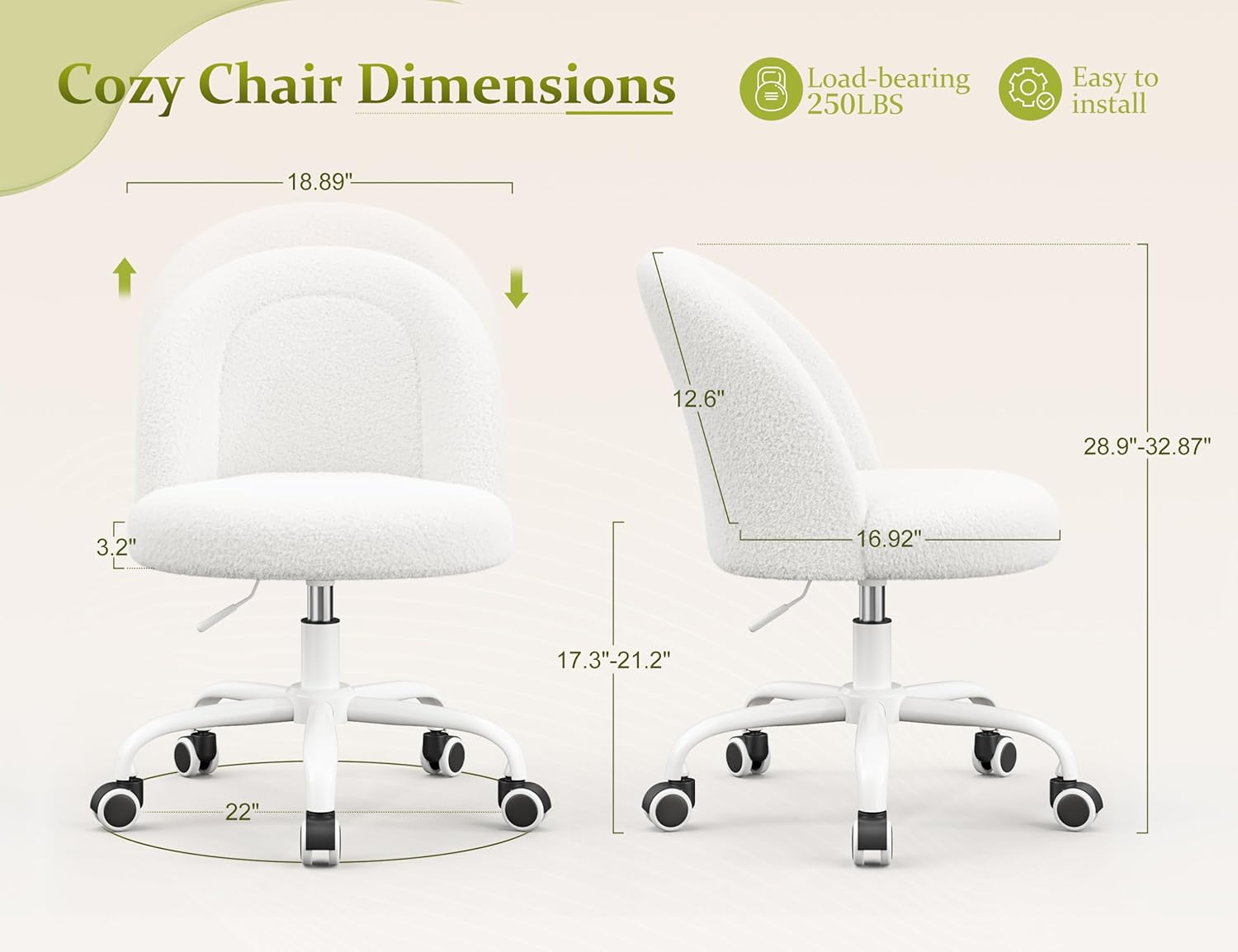 Height Adjustable Vanity Chair - Office Furniture For Small Spaces ulasan dan harga